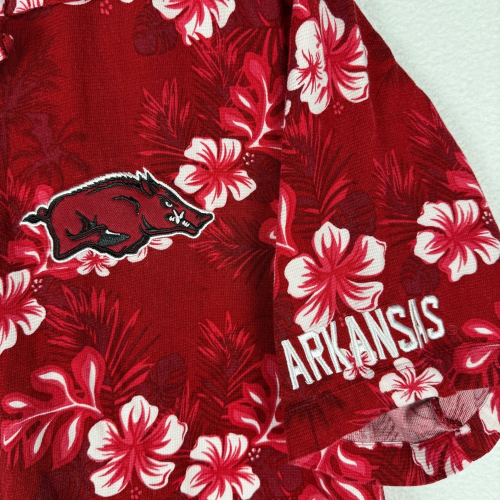 Arkansas Razorbacks‎ Hawaiian Shirt Mens Large Floral Camp Collar Embroidered - Picture 5 of 7